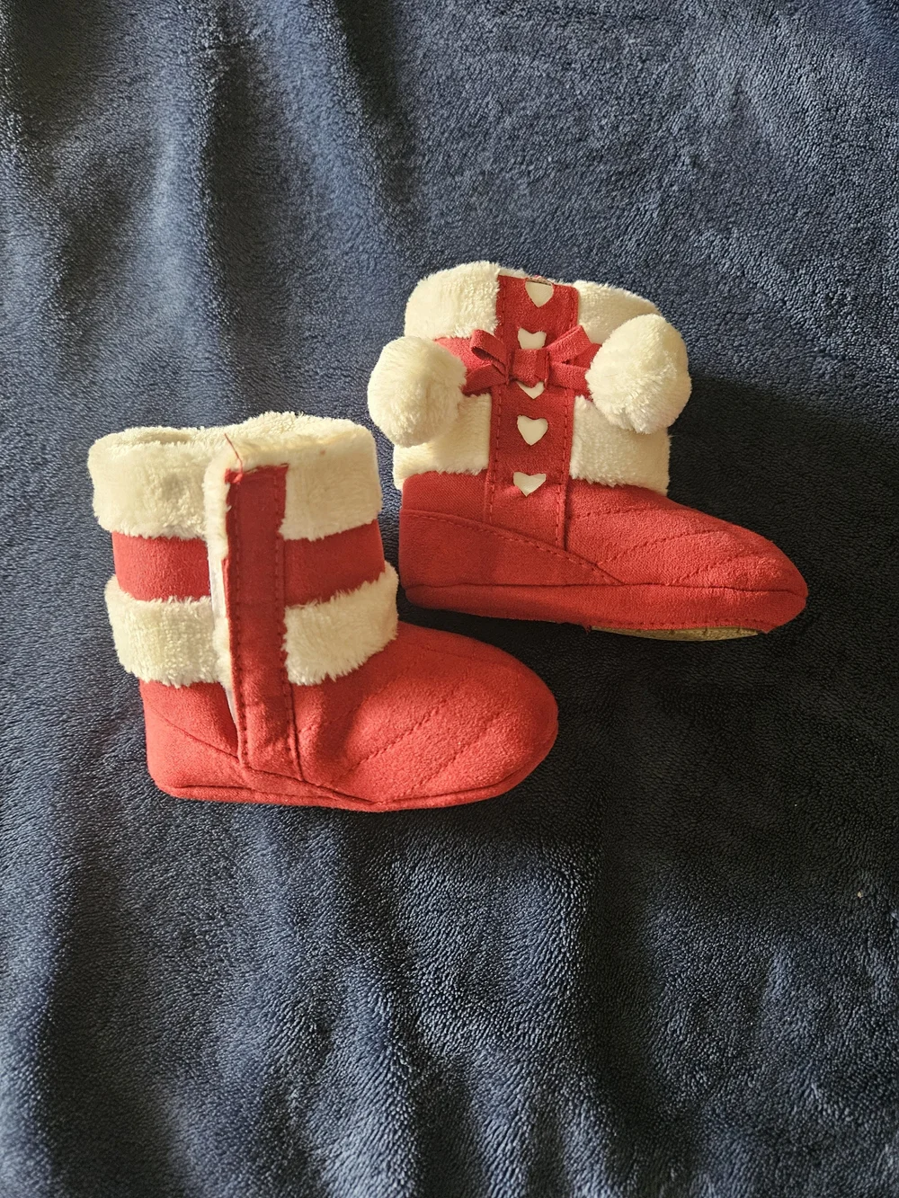Cozy Red and Cream Kids' Plush Booties